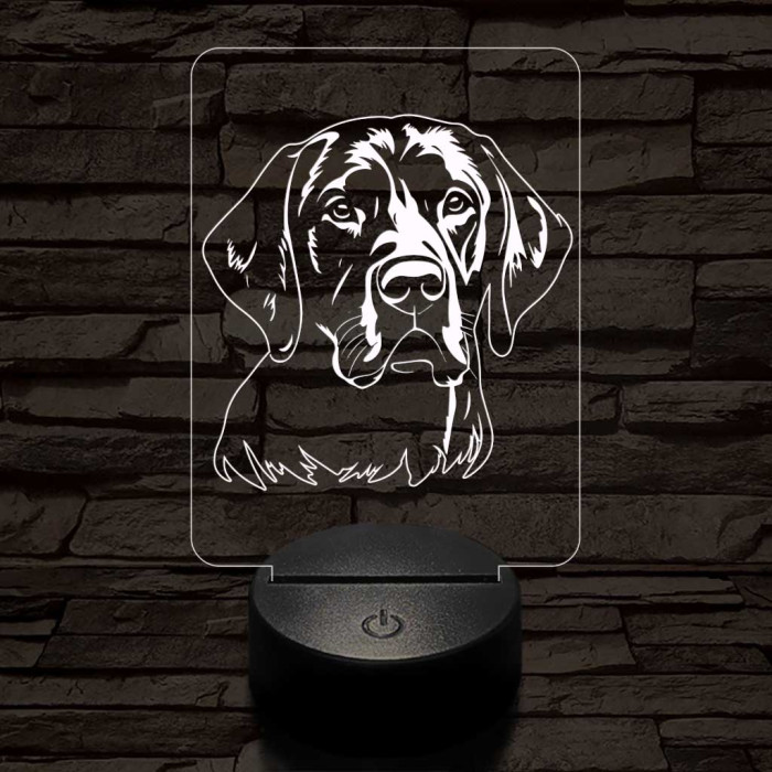 Fekete labrador retriever 7 színű 3D led lámpa