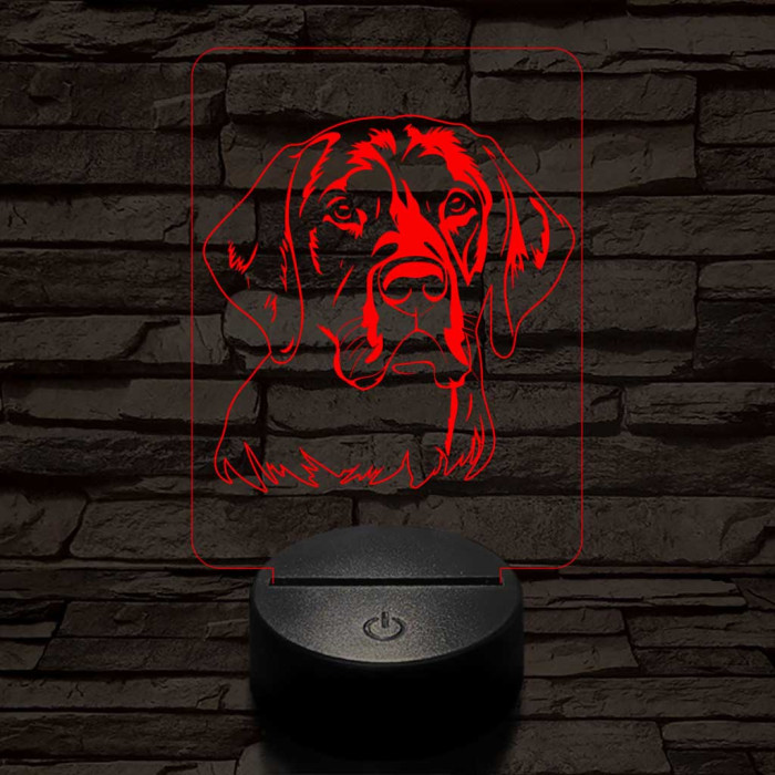 Fekete labrador retriever 7 színű 3D led lámpa