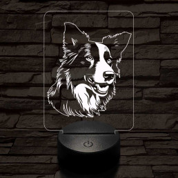 Border collie kutya 7 színű 3D led lámpa