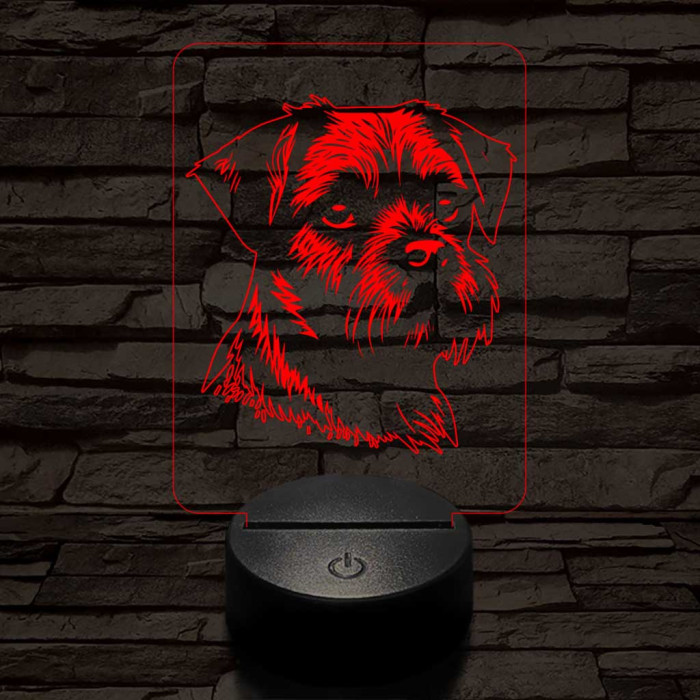 Border terrier-fej 7 színű 3D led lámpa