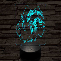 Flandriai pásztorkutya 7 színű 3D led lámpa