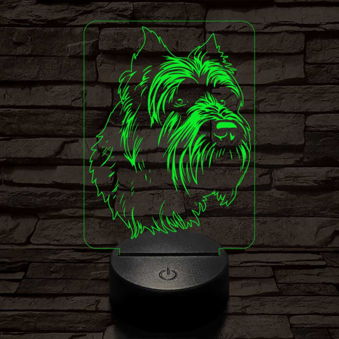 Flandriai pásztorkutya 7 színű 3D led lámpa