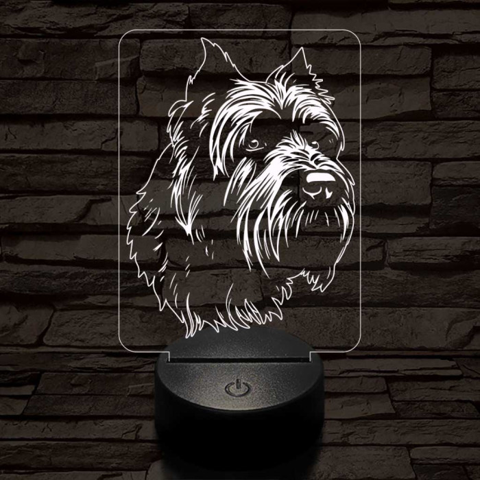 Flandriai pásztorkutya 7 színű 3D led lámpa
