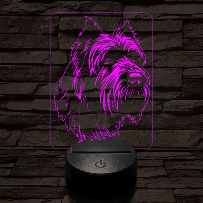 Flandriai pásztorkutya 7 színű 3D led lámpa