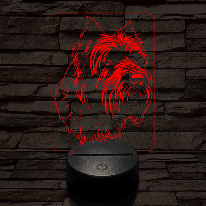 Flandriai pásztorkutya 7 színű 3D led lámpa