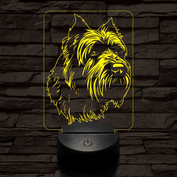 Flandriai pásztorkutya 7 színű 3D led lámpa
