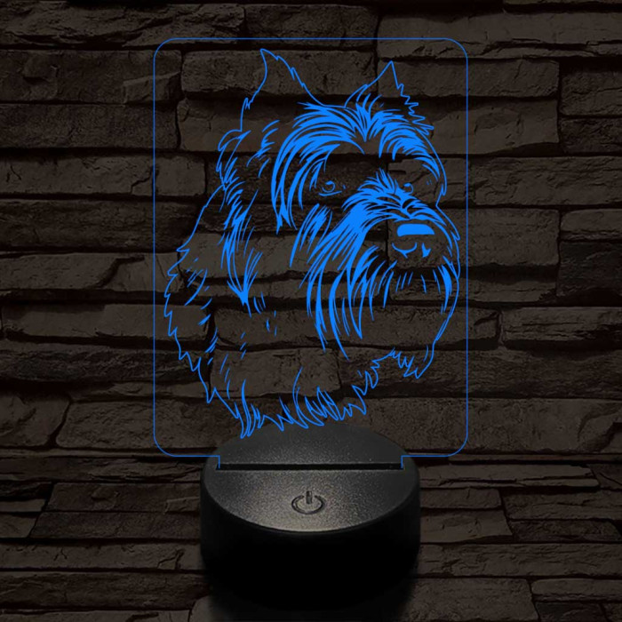 Flandriai pásztorkutya 7 színű 3D led lámpa