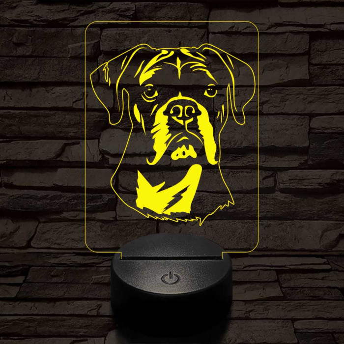 Boxer kutya 7 színű 3D led lámpa
