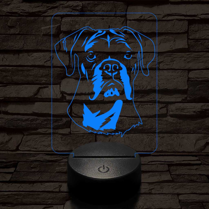 Boxer kutya 7 színű 3D led lámpa