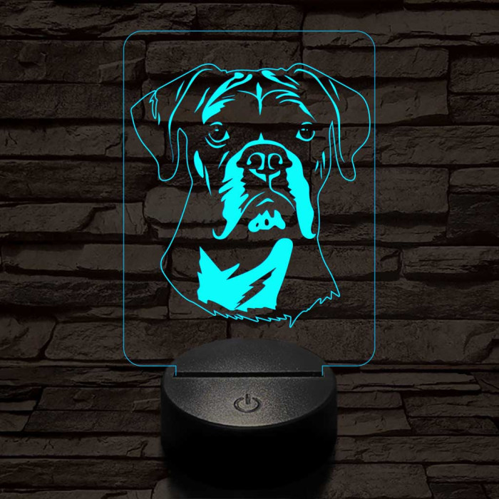 Boxer kutya 7 színű 3D led lámpa