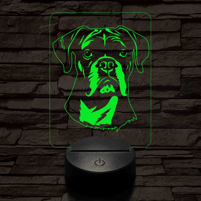 Boxer kutya 7 színű 3D led lámpa