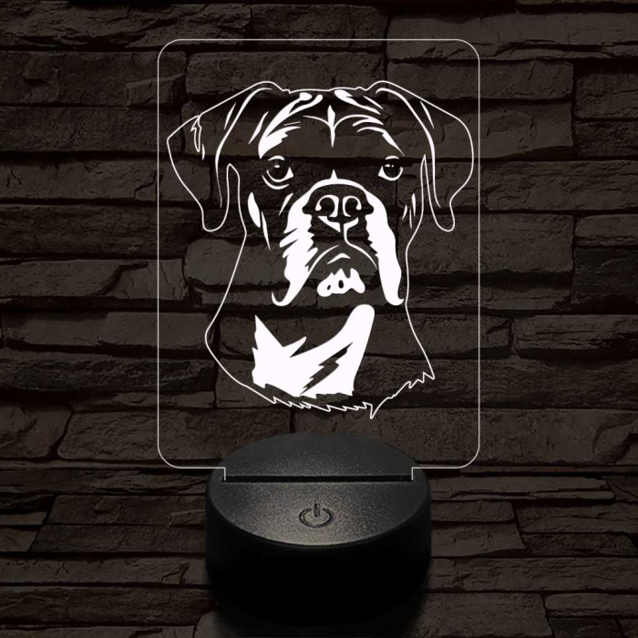 Boxer kutya 7 színű 3D led lámpa