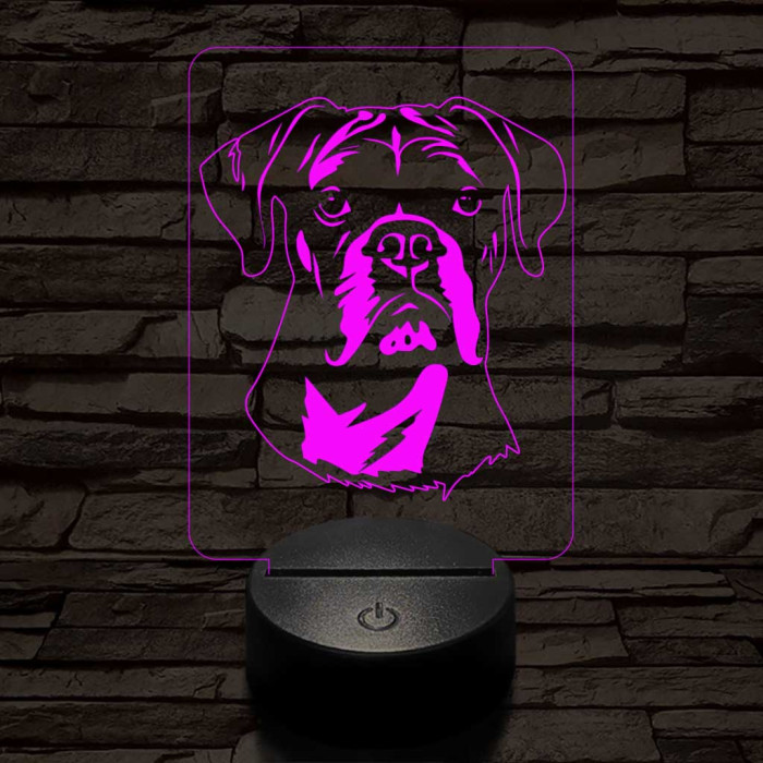 Boxer kutya 7 színű 3D led lámpa