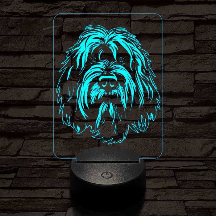 Brie-i juhászkutya 7 színű 3D led lámpa