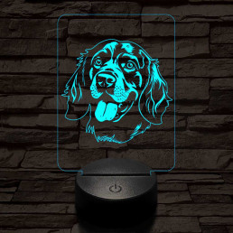 Breton spániel-fej 7 színű 3D led lámpa