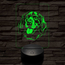 Breton spániel-fej 7 színű 3D led lámpa