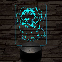 Belga törpe griffon 7 színű 3D led lámpa