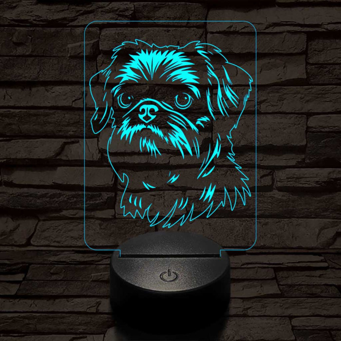 Belga törpe griffon 7 színű 3D led lámpa