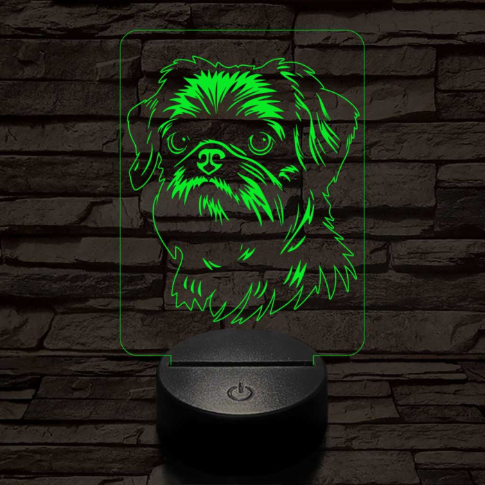 Belga törpe griffon 7 színű 3D led lámpa