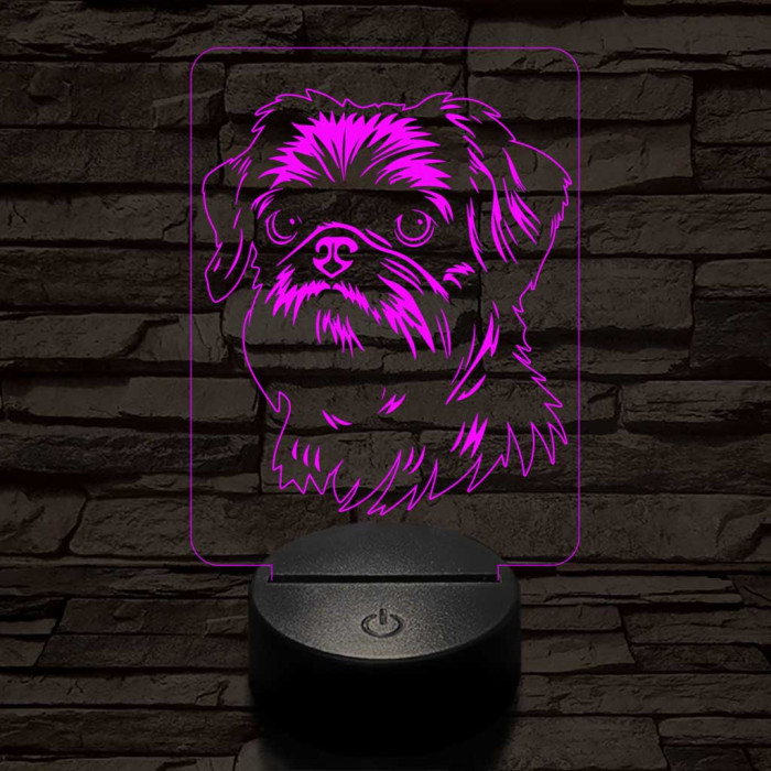 Belga törpe griffon 7 színű 3D led lámpa