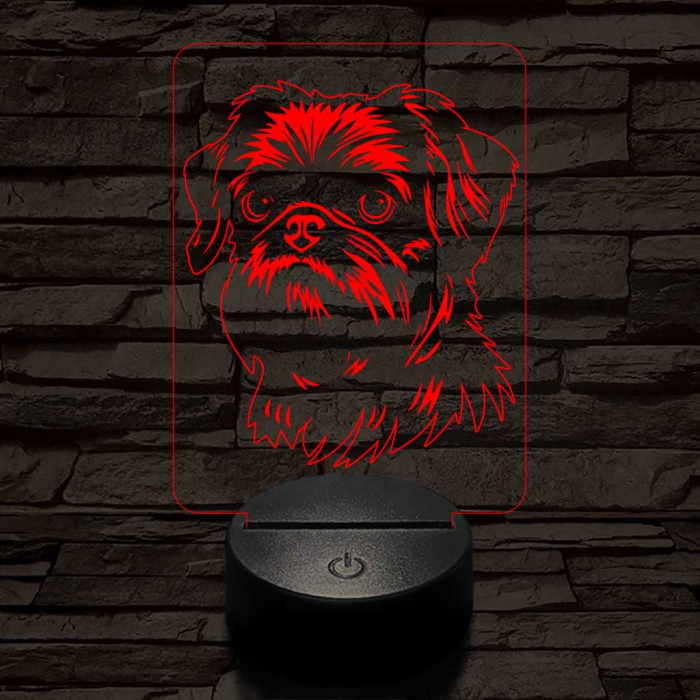 Belga törpe griffon 7 színű 3D led lámpa