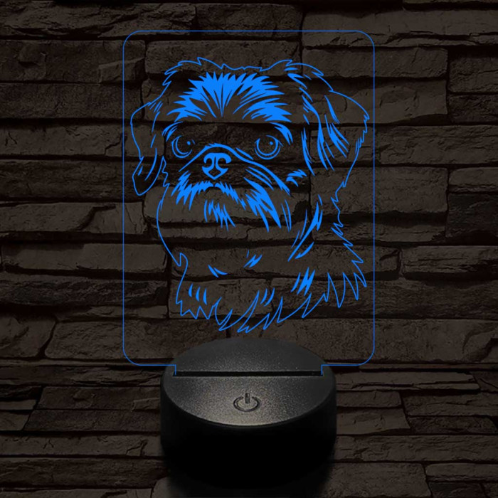 Belga törpe griffon 7 színű 3D led lámpa
