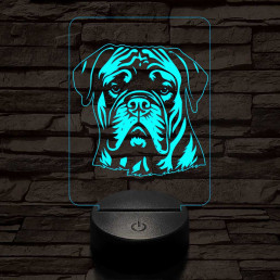 Bullmastiff 7 színű 3D led lámpa
