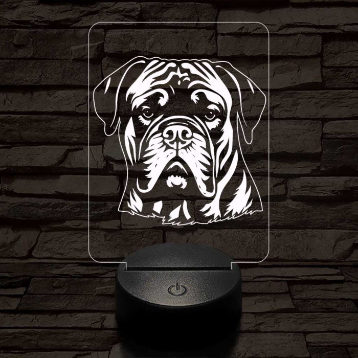 Bullmastiff 7 színű 3D led lámpa