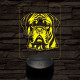 Bullmastiff 7 színű 3D led lámpa