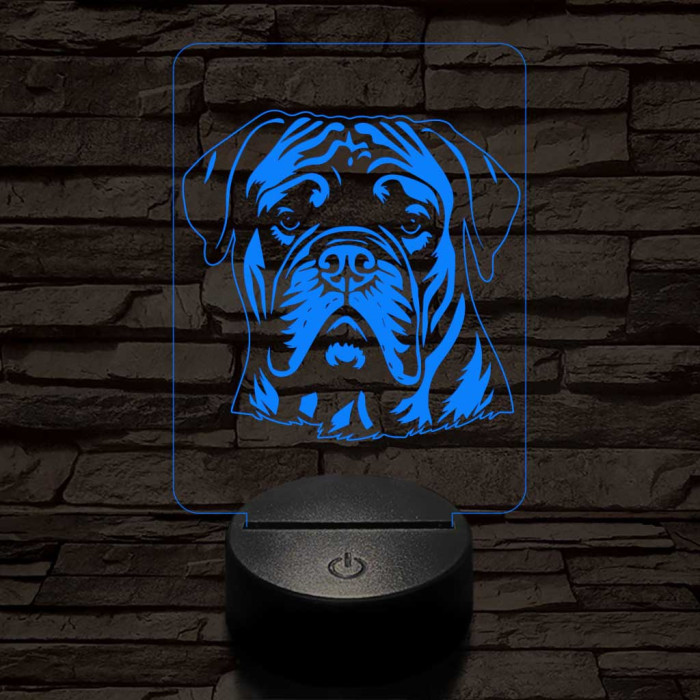 Bullmastiff 7 színű 3D led lámpa