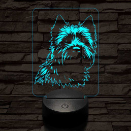 Cairn terrier 7 színű 3D led lámpa