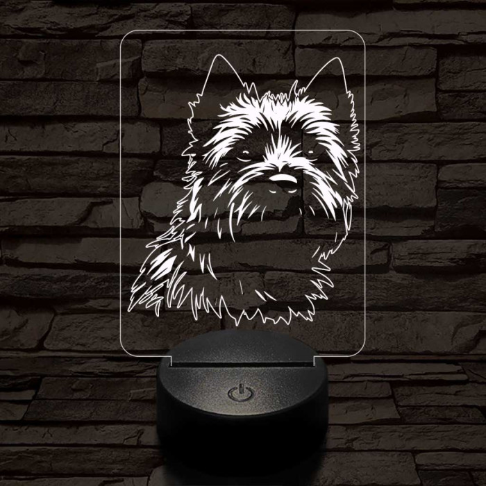 Cairn terrier 7 színű 3D led lámpa