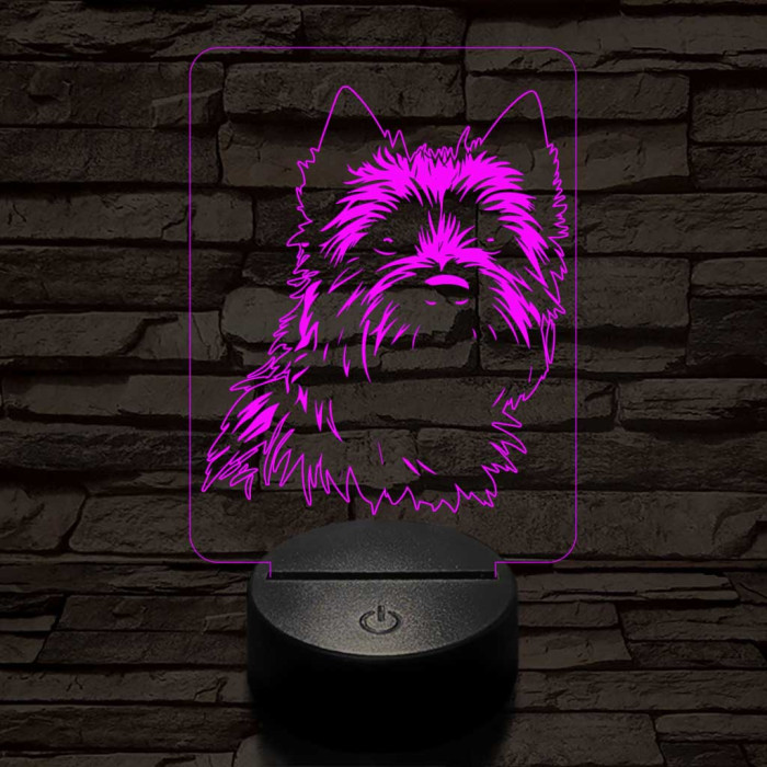 Cairn terrier 7 színű 3D led lámpa