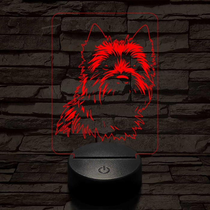 Cairn terrier 7 színű 3D led lámpa