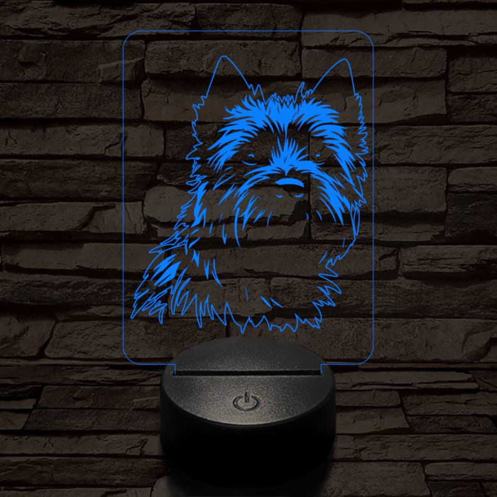 Cairn terrier 7 színű 3D led lámpa