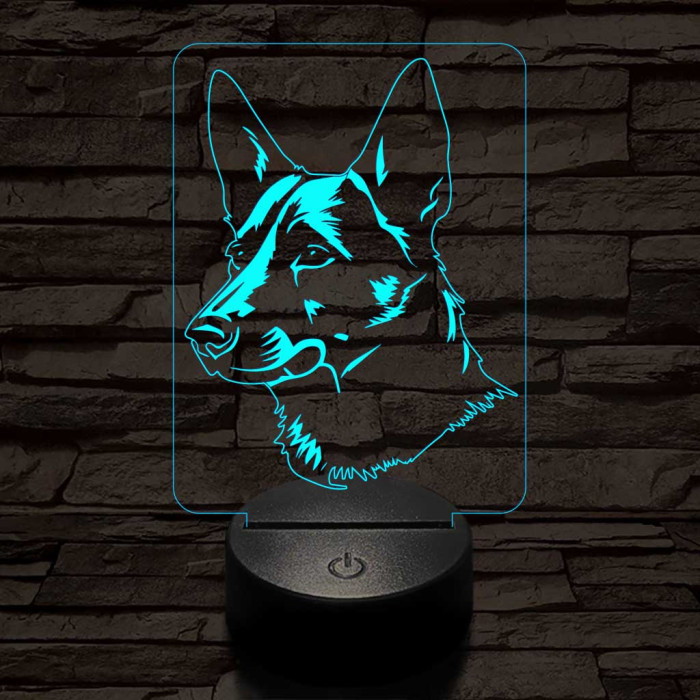 Kánaán kutya 7 színű 3D led lámpa