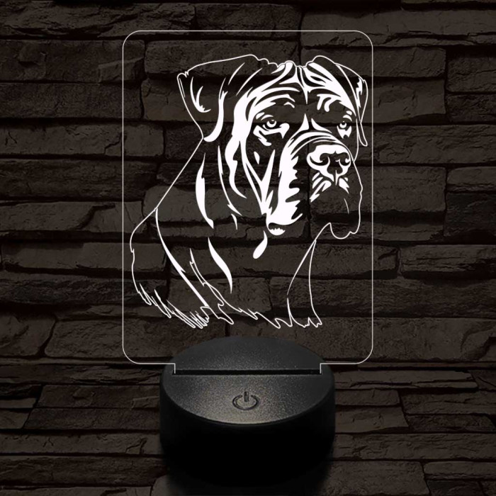 Nápolyi masztiff 7 színű 3D led lámpa