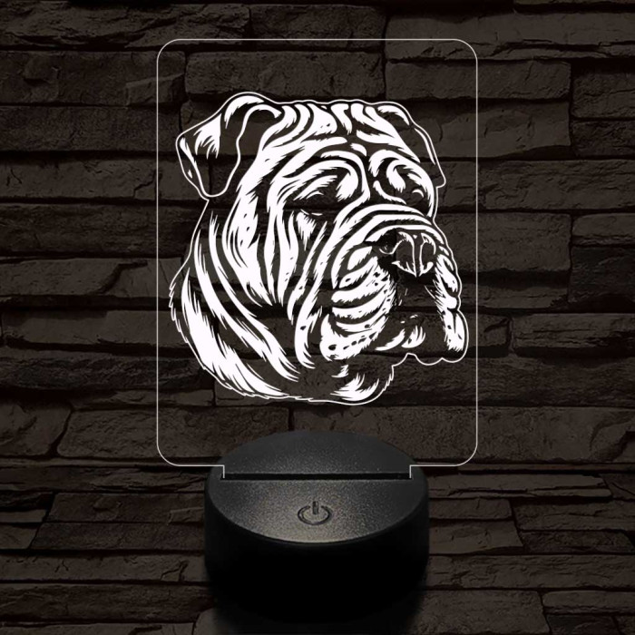 Kínai shar-pei 7 színű 3D led lámpa