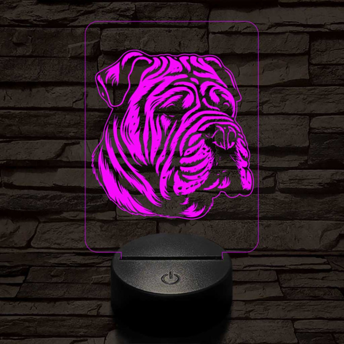 Kínai shar-pei 7 színű 3D led lámpa