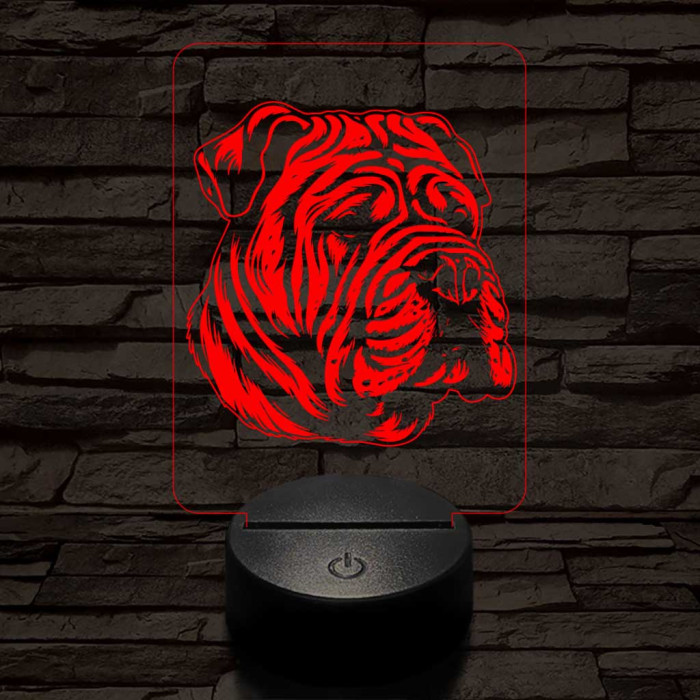 Kínai shar-pei 7 színű 3D led lámpa