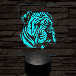 Kínai shar-pei 7 színű 3D led lámpa