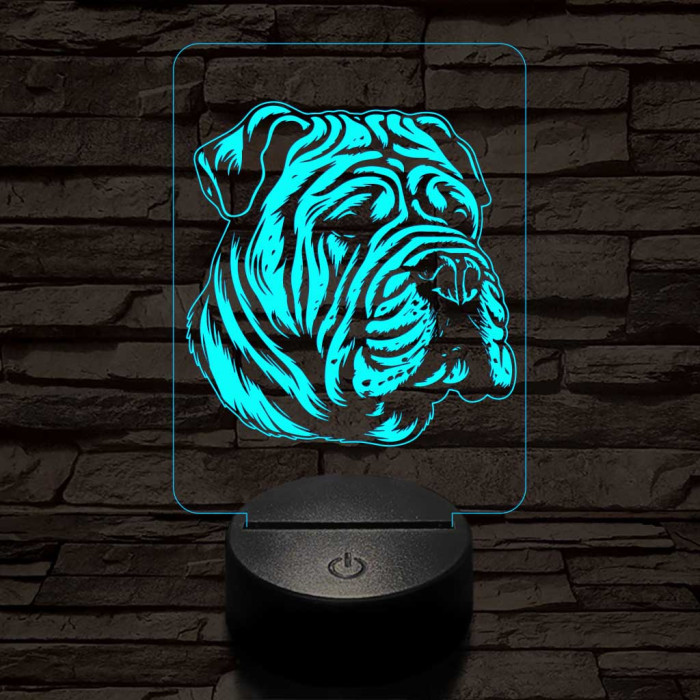 Kínai shar-pei 7 színű 3D led lámpa