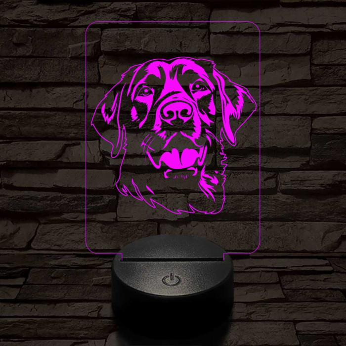 Csoki labrador retriever 7 színű 3D led lámpa