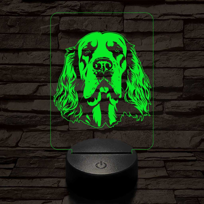 Clumber spániel 7 színű 3D led lámpa