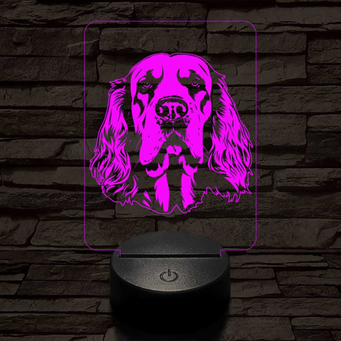 Clumber spániel 7 színű 3D led lámpa