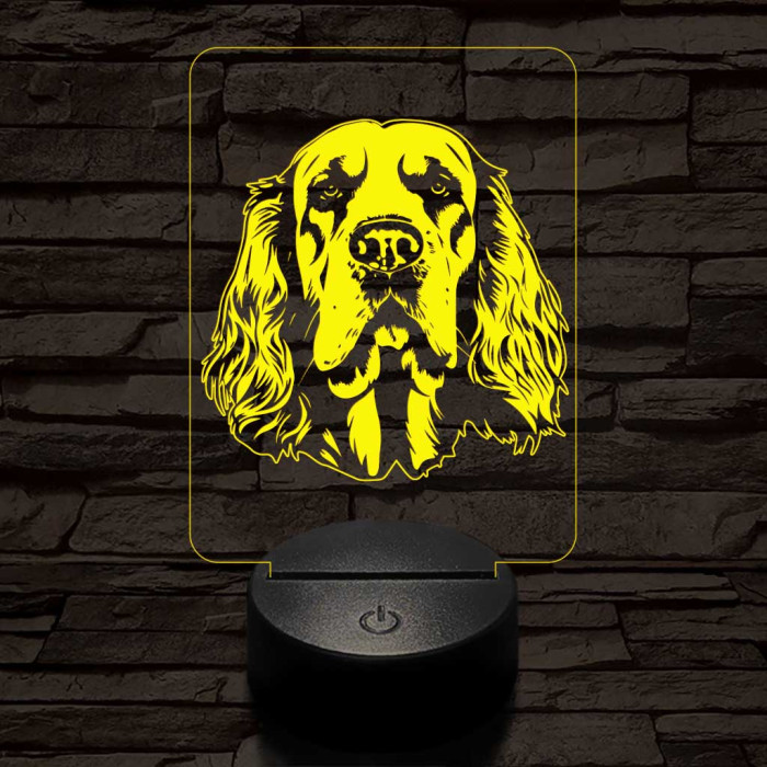 Clumber spániel 7 színű 3D led lámpa