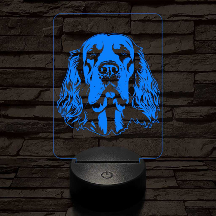 Clumber spániel 7 színű 3D led lámpa