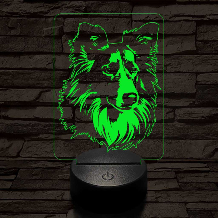 Skót juhászkutya 7 színű 3D led lámpa