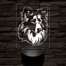 Skót juhászkutya 7 színű 3D led lámpa
