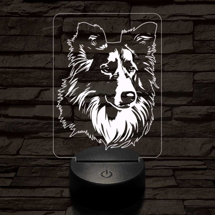 Skót juhászkutya 7 színű 3D led lámpa
